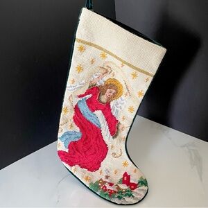Angel Holiday Needlepoint Stocking